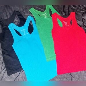 Bundle Of 4 Women's Ribbed Racerback Fitted Tank Tops Size S/M EUC
